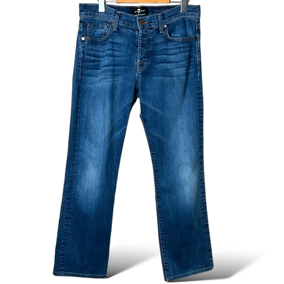 7 FOR ALL MANKIND Standard Straight Leg Medium Wash Jeans MADE IN USA US Sz 32 - Picture 2 of 8